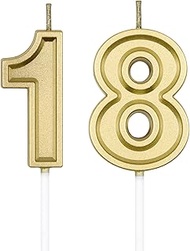 UVATAHONA 18th & 81st Birthday Candles, Gold Number 18 81 Candle for Cake Decoration on Birthday Par