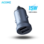 ACOME Car Charger ACC02 Dual Port USB A + USB A 5V/3A 15W Colokan Mobil Original - Garansi 1 Tahun