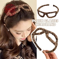 Fashion Plush Glasses Headband Leopard Print Headband Retro Band Hair Face Wash S2i4