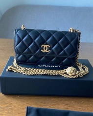 😍 chanel classic flap bag woc lamb skin wallet on chain gold hardware 山茶花包 可調節肩帶