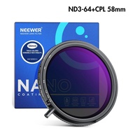 NEEWER ND3-64 VND Filter & CPL Filter 58mm ฟิลเตอร์กล้อง ฟิลเตอร์มือถือ ลดแสง 1.5-6 สต็อป ถ่ายน้ำตก