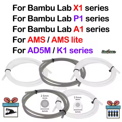 For Bambu Lab Ptfe Tube 2 5mm 4mm P1S P1P AMS A1 Mini 3D Printer Teflonto Pipe X1C Bambulab Ptfe Tub