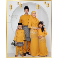 (MUSTARD) SET FAMILY RAYA 2022. BAJU RAYA SEDONDON IBU ANAK. SET IBU AYAH DAN ANAK. KURUNG MODEN KYRANA