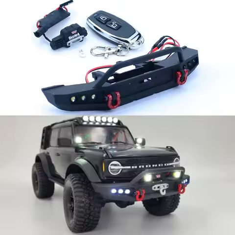 TRX4M Universal Simulation Front Bumper with Electric Winch for 1/18 RC Crawler Car Traxxas TRX4-M D