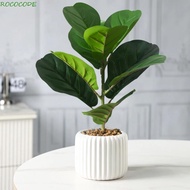 ROCOCODE Artificial Fiddle Leaves Fig Tree, Real Touch Large Fake Ficus Tree, Green Plant Vibrant De