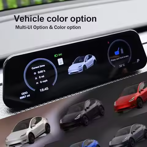 9.6" Dashboard Screen for Tesla Model 3 Model Y Wireless CarPlay Android Auto Display Instrument Clu