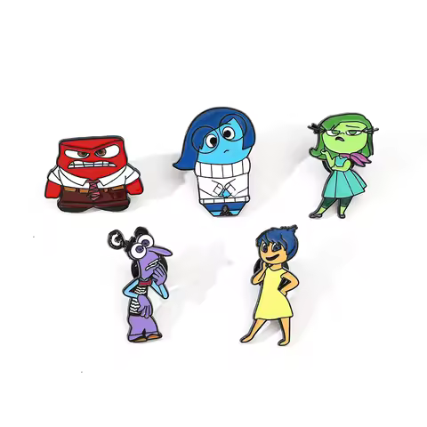 5 Pcs Fashion Inside Out Brooch Cute Cartoon Character Enamel Pin Metal Badge Jewelry Clothing Backp