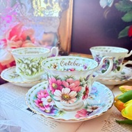 英國骨瓷Royal Albert月份杯生日杯花茶杯咖啡杯十月份馬年情人節