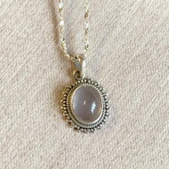 天然 粉水晶 墜 項鍊 尼泊爾製 925純銀
