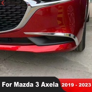 For Mazda 3 Axela BP 2019-2022 2023 Chrome Front Fog Light Lamp Eyebrow Cover Trim Head Foglight Eyelid Strips Car Accessories