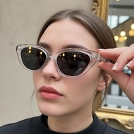 Vintage Cat Eye Sunglasses, UV400 Protection, Small Transparent Acetate Frame, Unisex for Beach & Ou
