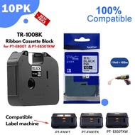 10 แพ็ค ตลับหมึก ผ้าหมึกเทียบเท่า TR-100BK ใช้กับ BROTHER E850 เครื่องพิมพ์ปลอกสายไฟ หมึกพิมพ์ TR-10