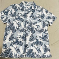 Gap 襯衫 古巴領襯衫 古巴領襯衫 短袖襯衫 度假襯衫 休閒 夏威夷 衝浪 扶桑花 花朵 藍 花卉 熱帶 植物 美式