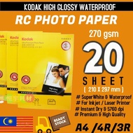 Kodak Ultra Premium RC Photo Paper A4 270gsm Waterproof Inkjet Print