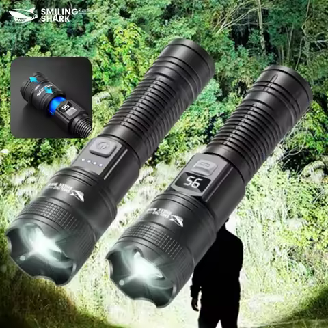 Smiling Shark SD5242 Rechargeable Flashlight, P50 LED Handheld Torch,Zoomable 1200mAh Tactical Lante