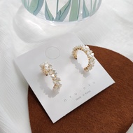 Cream Flower Hoop Earring