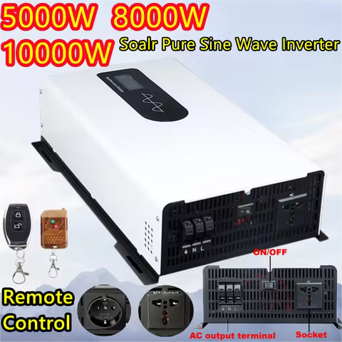 12000W 10000W Pure Sine Wave Inverter 10KW 5KW 12V 24V 48V To 110V 120V 220V Portable Charger Solar 