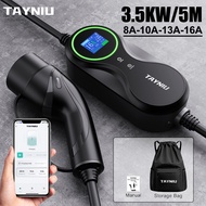 TAYNIU EV Charger พร้อม WIFI APP ควบคุม Type2 3.5KW 16A ไฟฟ้ารถ Charger ปรับ Current & ชุดชาร์จเวลา