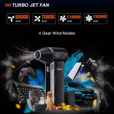 X3Pro 150000RPM Wind Speed 52m/s Portable Mini Turbo Jet Fan，Compressed Air Duster，Industrial Duct F