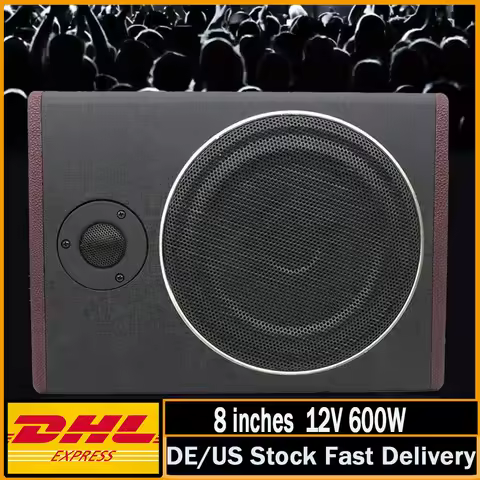 8 Inch Ultra Thin Car Subwoofer Active Under Seat Car Active Subwoofer Bass + Slim Metal Cover 12V 6