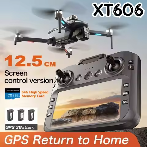XT606 GPS Screen Control Brushless Drone 5G Optical Streaming Folding HD Dual Camera Screen Large 4.