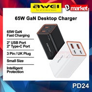 Awei PD24 GaN 65W Desktop Charger 65W Fast Charging Charger Adapter UK Plug Wall Charger 65W Charger