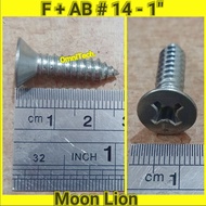 FH "10 Pcs" FAB Tapping Screw Flat Headfh (+) Moon Lion 14x1" 14 x 1" (14 x 2.5 cm)