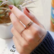 MATA Titanium Ring Contains 2 Pcs Anti-Rust Embedded Eyes Luxury Korean Fashion Style C86