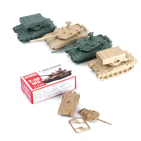 For Boys 4PCS One Set TOS Rocket Artillery Military Fighting 1/144 Plastic 4D Assembled T-90MS Main 