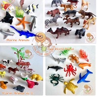 Various small animal toys, animal figures, wild animals, sea animals, dinosaurs