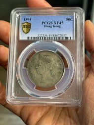 香港 1894 年 5角银元（半元）PCGS XF45
