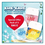 [Special Offer – Pack of 3] KLIK-KARE Pocket Fragrance Spray Sanitizer *Now only RM10 for 3 pieces*