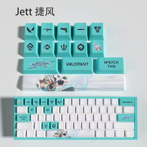 Jett keycaps, Valorant Keycaps, OEM Profile, 14Keys Mini Set, PBT Dye Sub, New Design