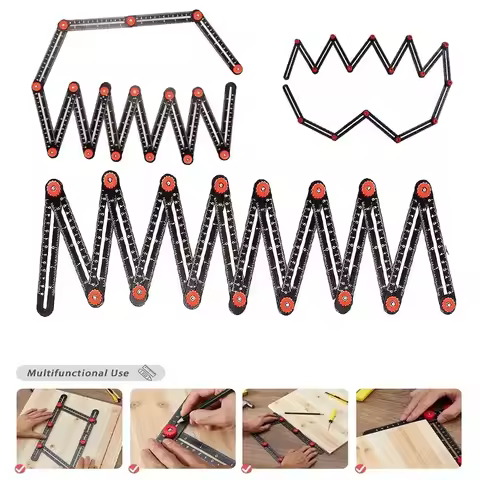 12/9/6 Fold Angle Ruler Multi Angle Aluminium Alloy Measuring Ruler Finder Izer Locator Template Too