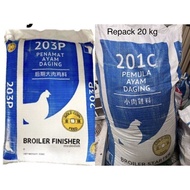 Makanan Ayam/itik/Ayam puyur Cap Gold Coin 203P/201C repack 20kg