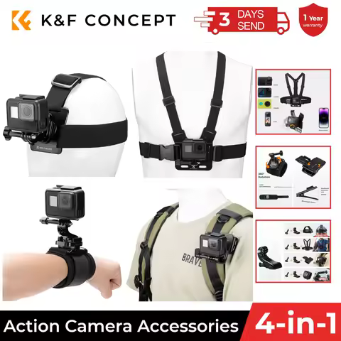 K&F CONCEPT Accessories Set for GoPro Hero 13/12/11/10/9/8/7/6/5/4 DJI Osmo Action Series/Pocket 3/2