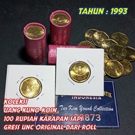 Koleksi Uang Kuno Koin 100 Rupiah Karapan Sapi Tahun 1993 Langka Gress Lustre Original Asli Dari Rol