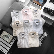 3bros Korean pastel striped linen men's shirt, surplus, loose form, big size - 3bros export clothing