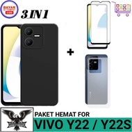 Promo 3in1 Case VIVO Y22 / VIVO Y22S 4G Free TG Anti Gores Layar Dan Garskin Premium Casing Cover An