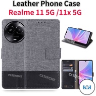 KK Realme 11 5G 2023 11x Canvas Flip Leather Casing For Realme 11x 11 Pro Plus Realme11x Realme11 5G