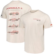 F1 The Movie T-Shirt Baju Kaos F1 History of Cars Print T-Shirt Cotton Short Sleeve Lelaki & Wanita 