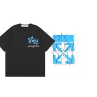 OFF-WHITE 新款藍色箭頭閃電鐵絲網印花短袖