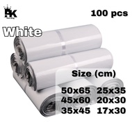 100pcs White Courier Bag Parcel Bag Beg Parcel Plastik Parcel Mailing Bag (25x35, 20x30, 17x30)