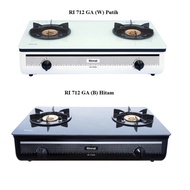 Rinnai RI 712 GA BW Jumbo Stove with Two 2 Burners, Schott Glass Grande Series, Black White