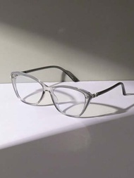 1入女性貓眼眼鏡框，透明鏡片，防藍光，瘦臉眼鏡框，適用於日常生活、旅行和攝影