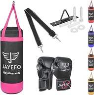Jayefo Punching Bag and R6 Boxing Gloves Set for Children Kids Boxing Set with Boxing Bag Hanging Straps Boxing Gloves for Kids for Boxing, MMA, Karate, Judo, Muay Thai Kickboxing (Pink New)