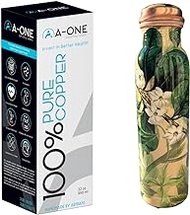 A-ONE Copper Water Bottle - 32oz | A Pure Ayurvedic Copper Bottle for Drinking | Health Benefits Immediately (Green Tree Print)