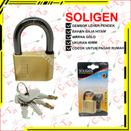 Central Tools 21 - Gembok Pagar Pintu Baja Hitam Leher Pendek Per 40MM 50MM 60MM Padlock Soligen