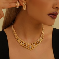 Fashionable Dubai Bridal Wedding Jewelry Set, Light Luxury Necklace and Earring Set