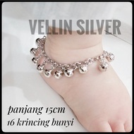 925 Sterling Silver Baby Anklet with White Gold Plating